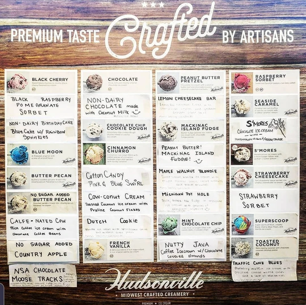 Dairy Mart ice cream menu
